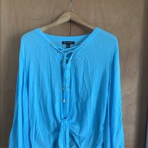 NWT Inc Blue Lace Up Top XL